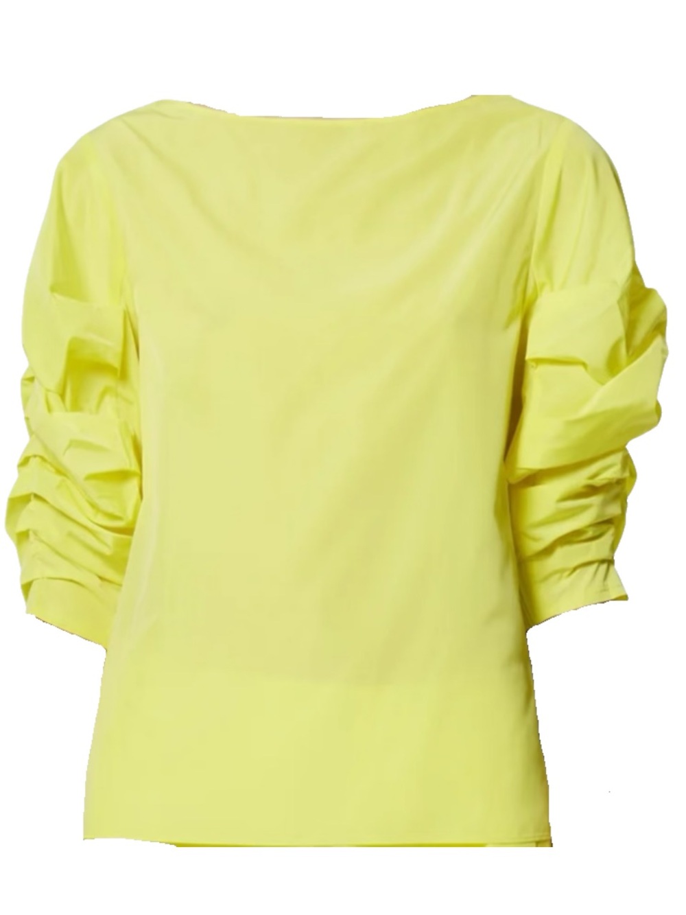 TIBI Women’s Bright Yellow Ruched Sleeve Top